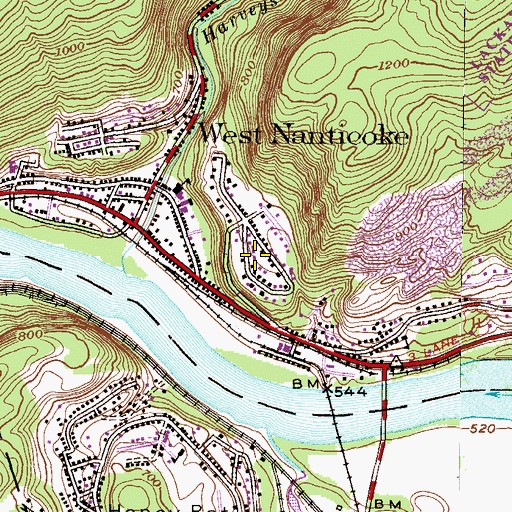 Topographic Map of West Nanticoke Census Designated Place, PA
