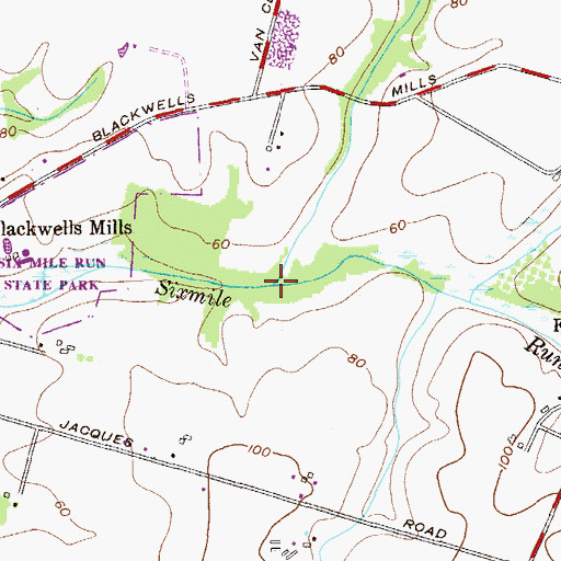 Topographic Map of Steep Hill Brook, NJ