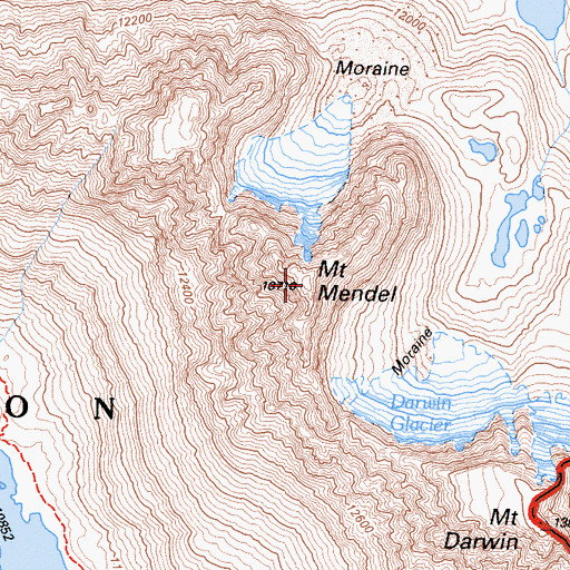 Topographic Map of Mount Mendel, CA