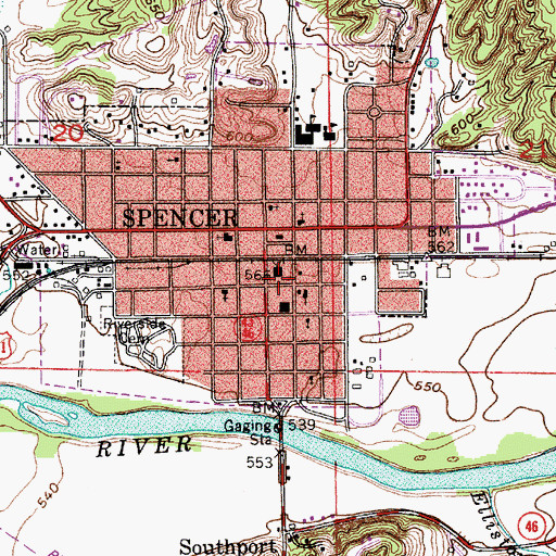 Topographic Map of Owen County Courthouse, IN