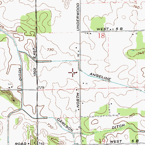 Topographic Map of Braun Farms, IN