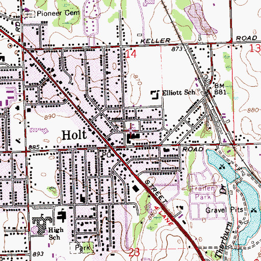 Topographic Map of Hope Middle School, MI