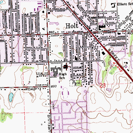 Topographic Map of Sycamore Elementary School, MI
