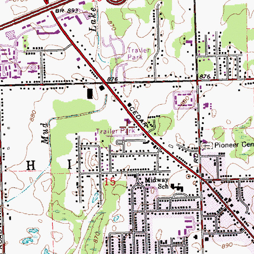 Topographic Map of Holt Manor Mobile Home Park, MI
