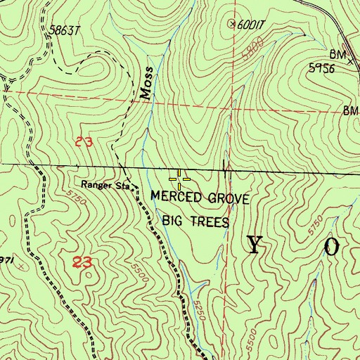 Topographic Map of Merced Grove, CA