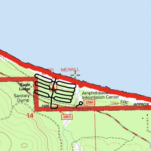 Topographic Map of Merrill Creek, CA