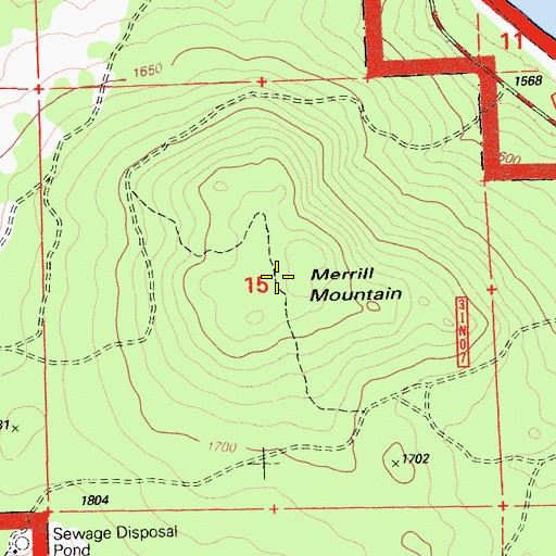 Topographic Map of Merrill Mountain, CA