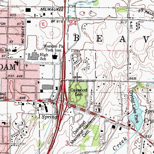 Topographic Map of Bible Baptist Church, WI