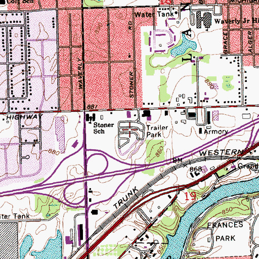 Topographic Map of Park Terrace Mobile Home Park, MI