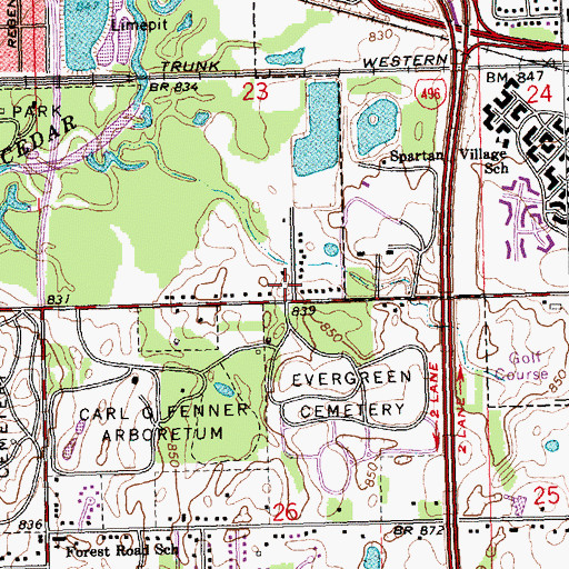 Topographic Map of Crego Park, MI