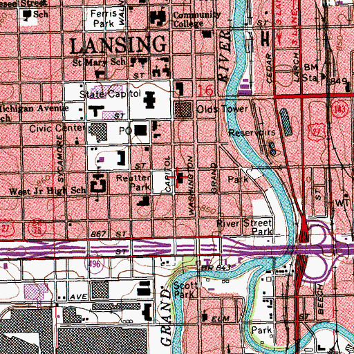 Topographic Map of Capital Area District Library, MI
