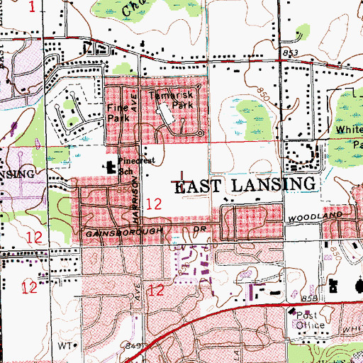 Topographic Map of Harrison Meadows Park, MI