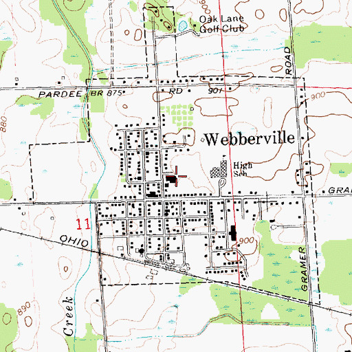 Topographic Map of Webberville Elementary School, MI