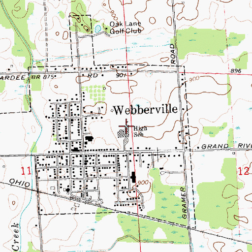 Topographic Map of Webberville High School, MI