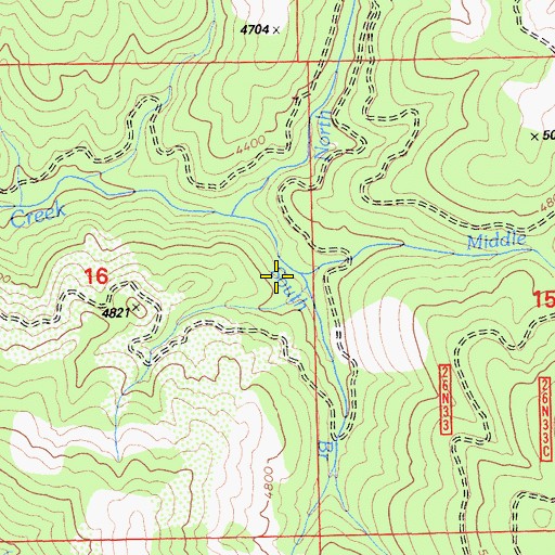 Topographic Map of Middle Branch Mosquito Creek, CA