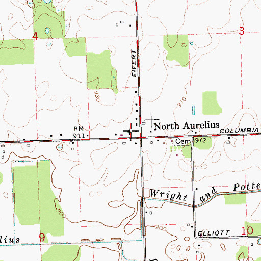 Topographic Map of Columbia Road Baptist Church, MI