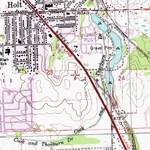Topographic Map of Cedar Street Church, MI
