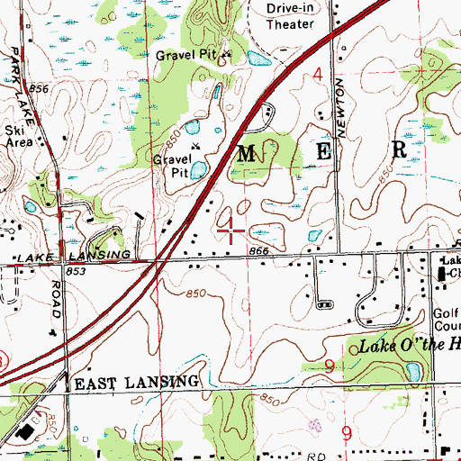 Topographic Map of Lansing Korean Methodist Church, MI