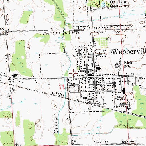 Topographic Map of Webberville Park, MI