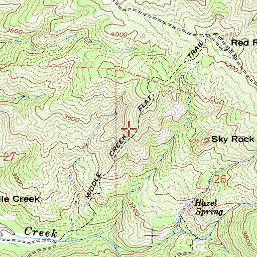 Topographic Map of Middle Creek Flat Trail, CA