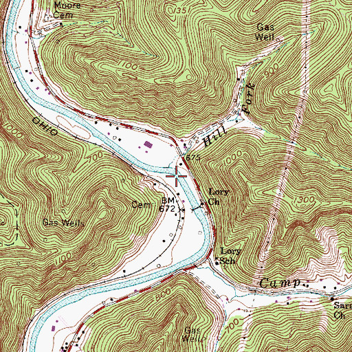 Topographic Map of Lory School Road Bridge, WV