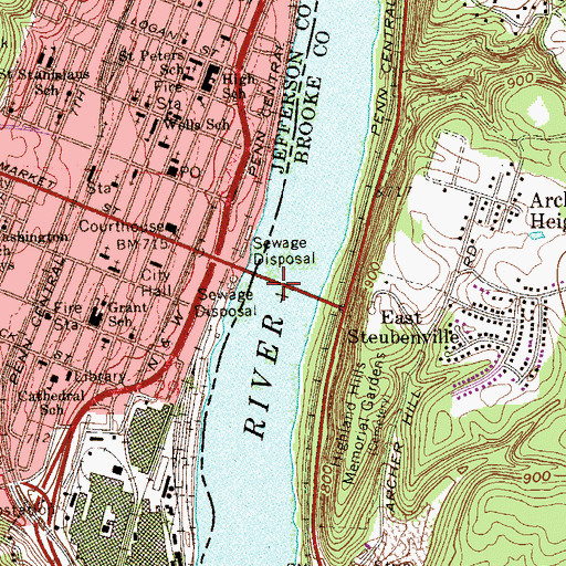 Topographic Map of Market Street Bridge, WV