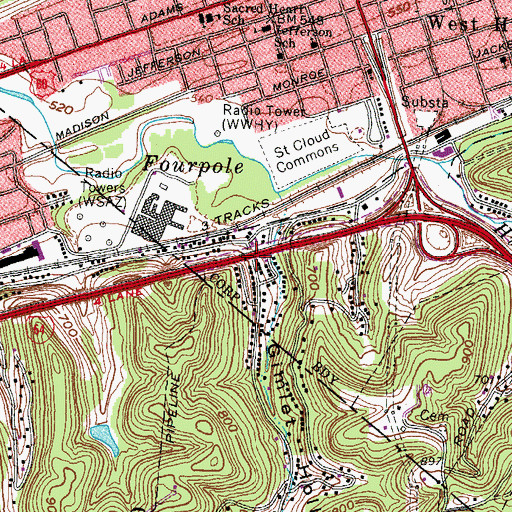 Topographic Map of Gimlet Hollow Overpass, WV