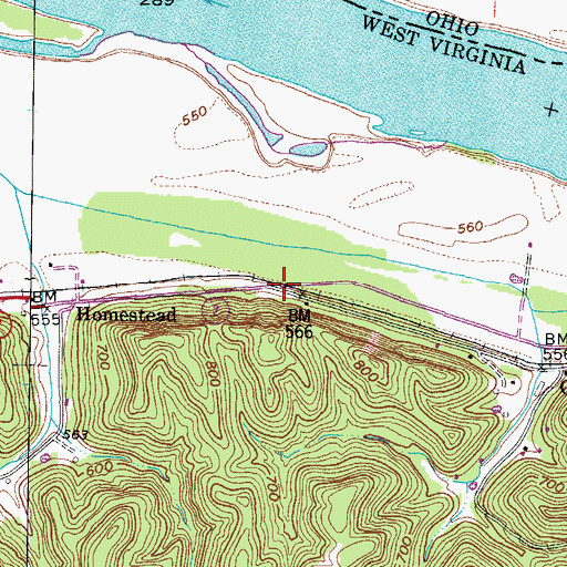 Topographic Map of Clover Railroad Overpass, WV