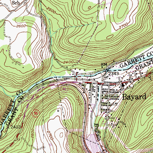 Topographic Map of Bayard Truss Bridge, WV