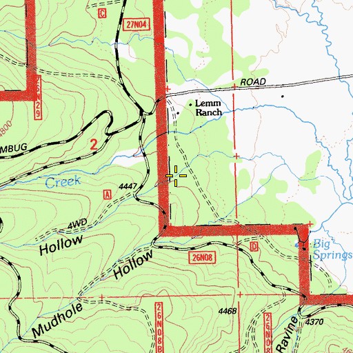 Topographic Map of Middle Hollow, CA