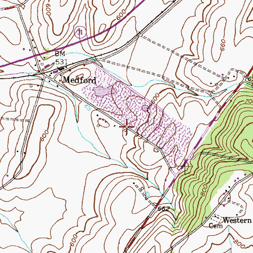 Topographic Map of Medford Quarry, MD