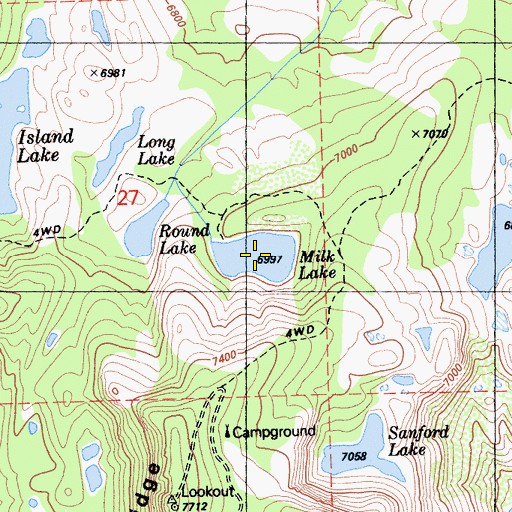 Topographic Map of Milk Lake, CA