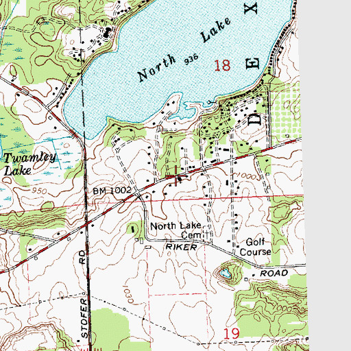 Topographic Map of North Lake Methodist Church Historical Marker, MI