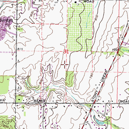Topographic Map of Rolling Hills County Park, MI