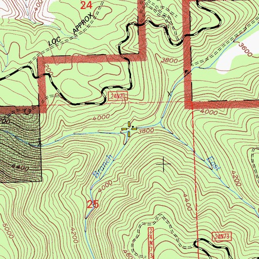 Topographic Map of West Branch Mill Creek, CA