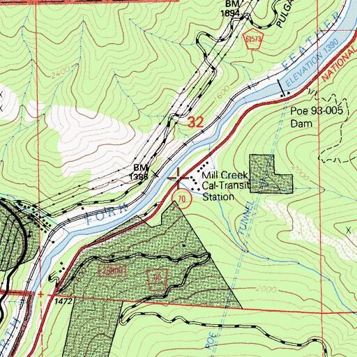 Topographic Map of Mill Creek, CA
