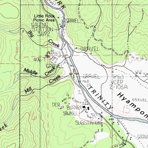 Topographic Map of Mill Creek, CA