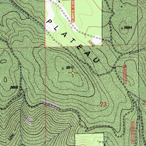 Topographic Map of Mill Creek Plateau, CA