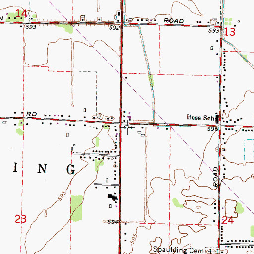 Topographic Map of Spaulding Township Fire Department, MI