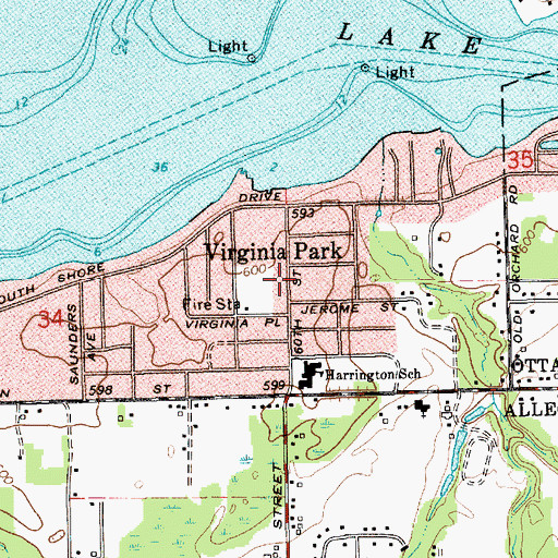 Topographic Map of Park Township Fire Department Station 1, MI