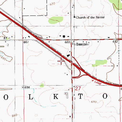 Topographic Map of Coopersville - Polkton Fire Department Station 2, MI