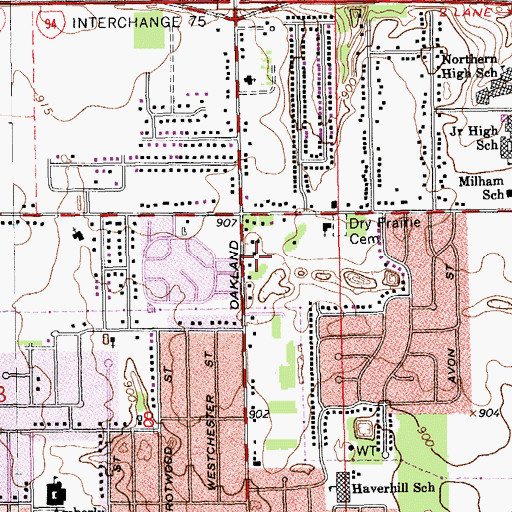 Topographic Map of Portage Fire Department Station 2, MI