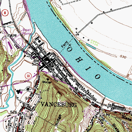 Topographic Map of Vanceburg Volunteer Fire Department Station 1, KY