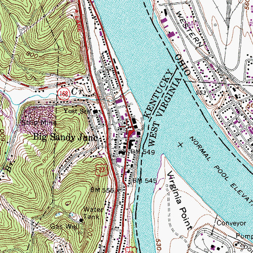 Topographic Map of Catlettsburg Fire Department, KY