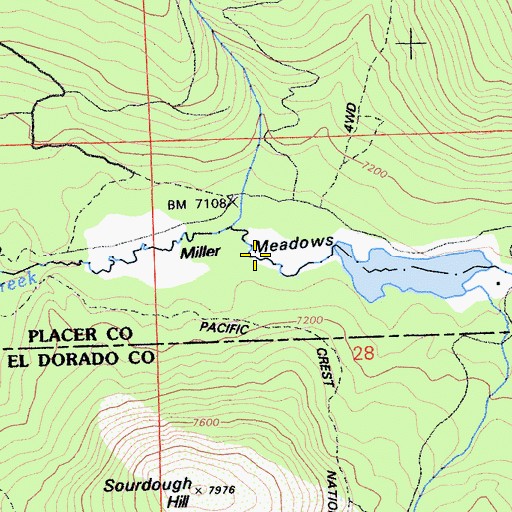 Topographic Map of Miller Meadows, CA