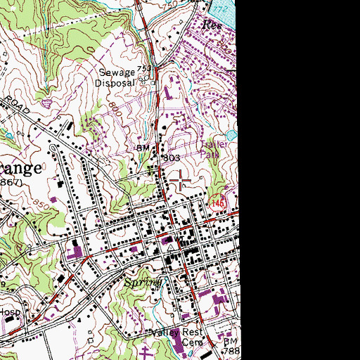 Topographic Map of La Grange Fire and Rescue Department Station 1, KY