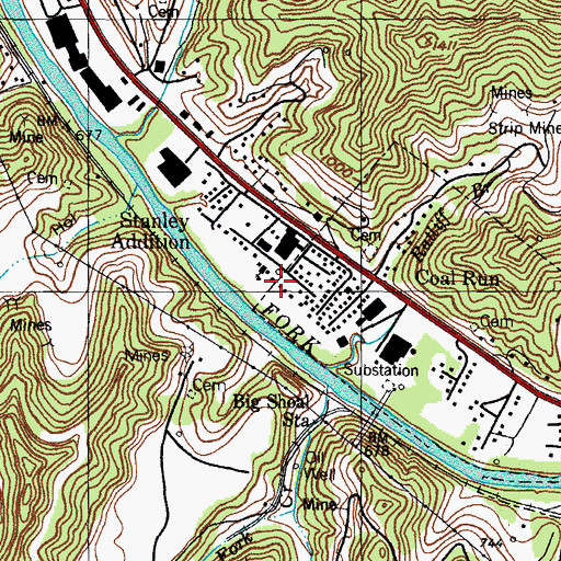 Topographic Map of Coal Run Village Volunteer Fire Department, KY