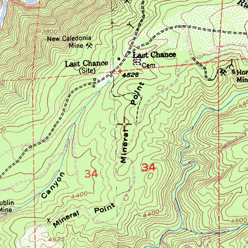 Topographic Map of Mineral Point, CA