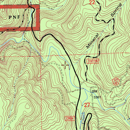 Topographic Map of Mineral Spring Ravine, CA