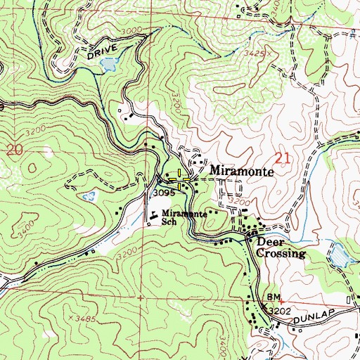 Topographic Map of Miramonte, CA